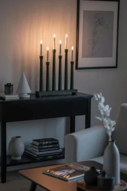 Elljusstake 6 Ljus Trä 59cm