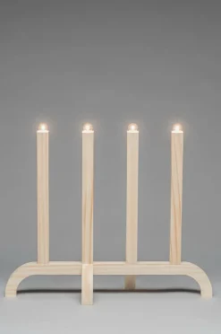 Elljusstake 4 Ljus Trä 42cm