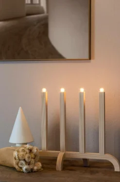 Elljusstake 4 Ljus Trä 42cm