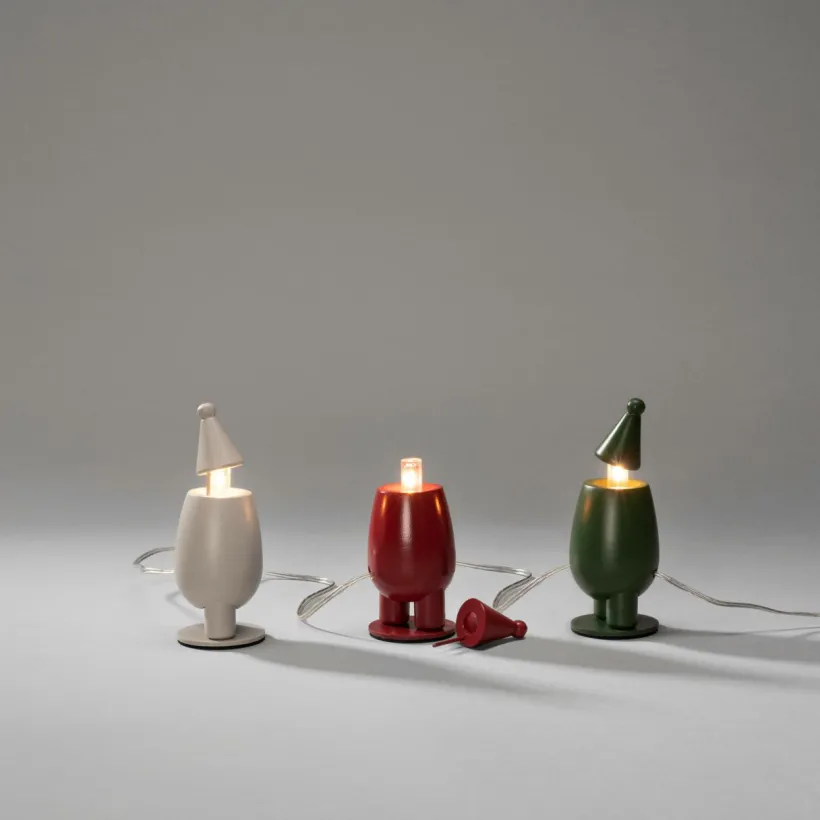 Elljusstake 3 Ljus Trä LED 14,8cm