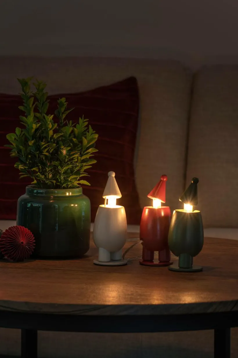 Elljusstake 3 Ljus Trä LED 14,8cm