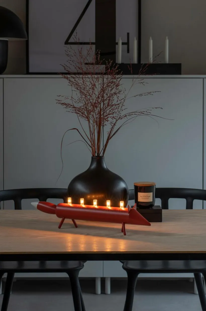 Elljusstake 5 Ljus Trä, Räv 12,8cm