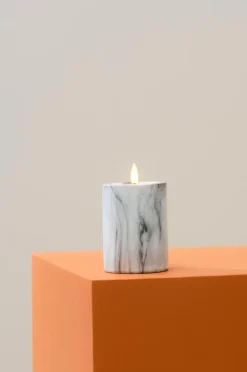 FLAMME MARBLE Blockljus LED 12,5 Cm