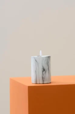 FLAMME MARBLE Blockljus LED 12,5 Cm