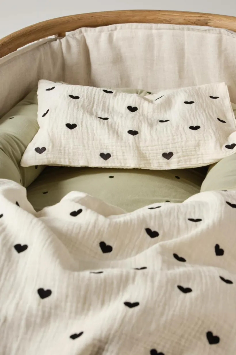 HEARTS BABY Påslakanset Vagn/vagga - Ekologisk