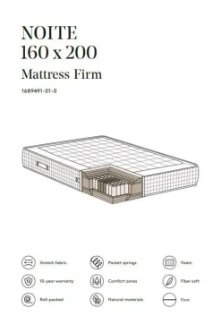 NOITE Pocketresårmadrass Fast 160x200 Cm