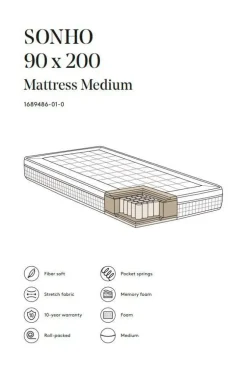 SONHO Pocketresårmadrass Medium 90x200 Cm